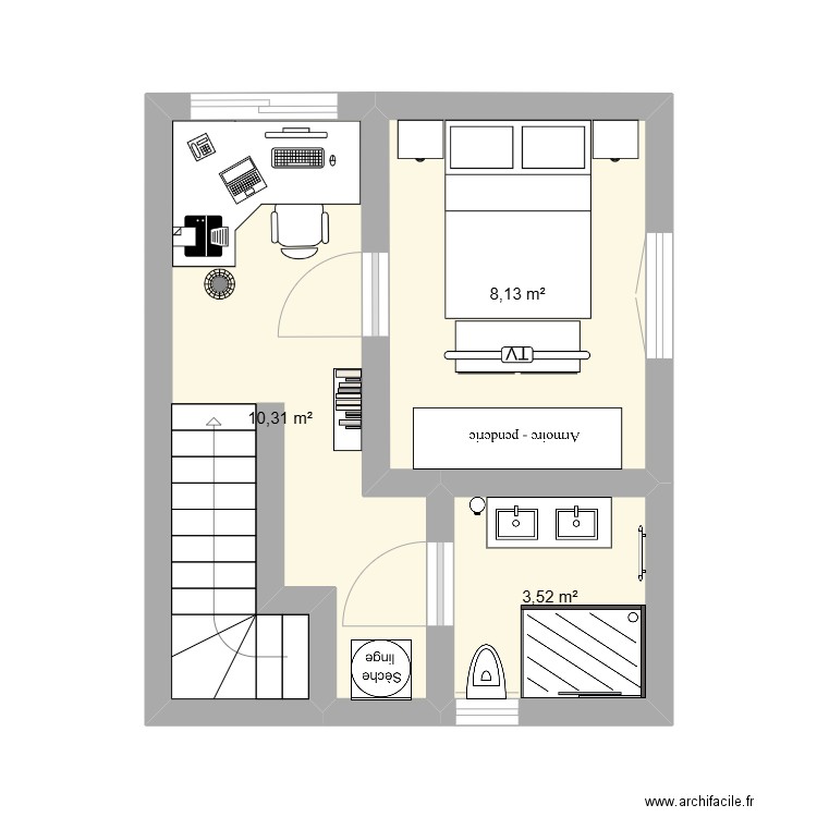 BRYAN2. Plan de 3 pièces et 23 m2