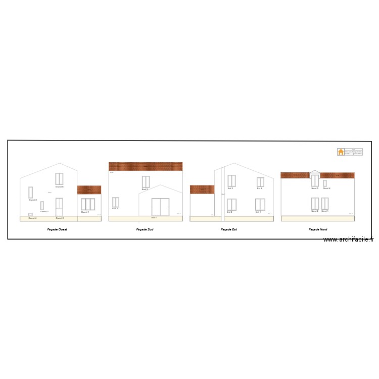 Projet - Repérage des menuiseries après modifications. Plan de 0 pièce et 0 m2