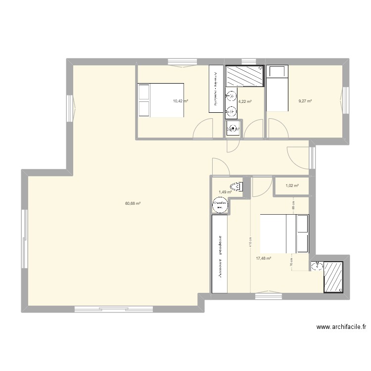 stag1. Plan de 8 pièces et 105 m2