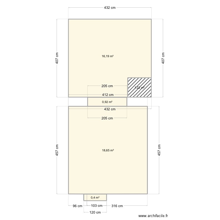 Parquet extension2. Plan de 5 pièces et 37 m2