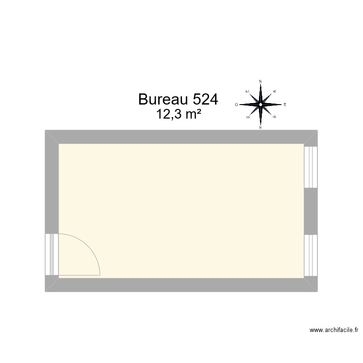 Bureau R 524. Plan de 1 pièce et 12 m2