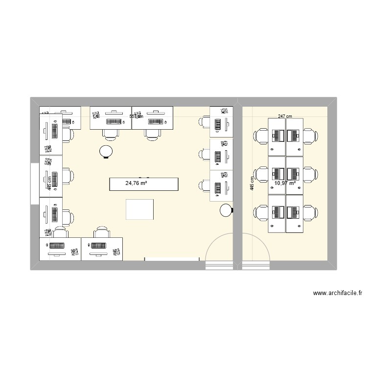 bureaux azimut v2. Plan de 2 pièces et 36 m2