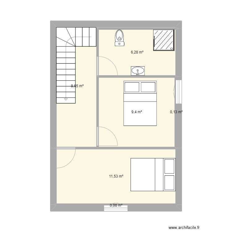 etage 1. Plan de 6 pièces et 36 m2