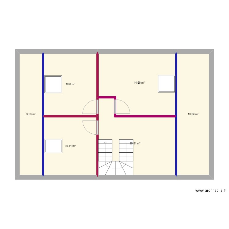 Pêcherie 184. Plan de 6 pièces et 74 m2