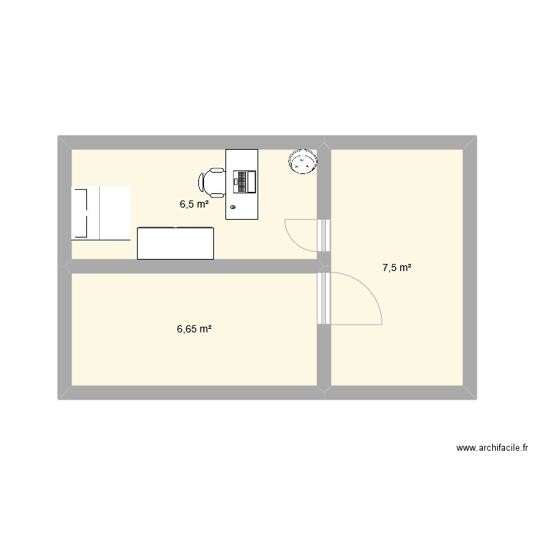 maison. Plan de 3 pièces et 21 m2