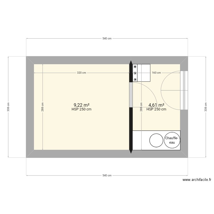 Garage cellier . Plan de 2 pièces et 14 m2