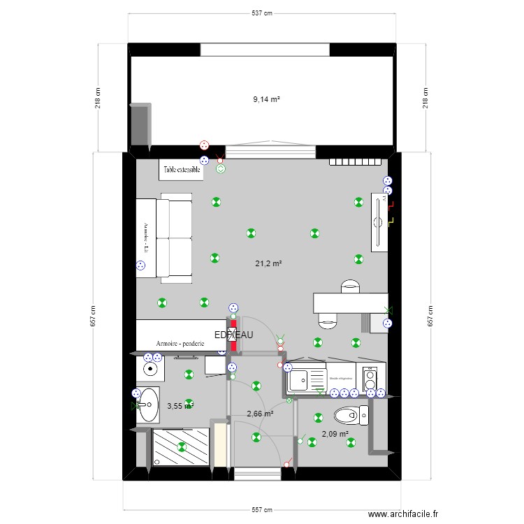 Appartement de Lou 2- projet. Plan de 10 pièces et 40 m2