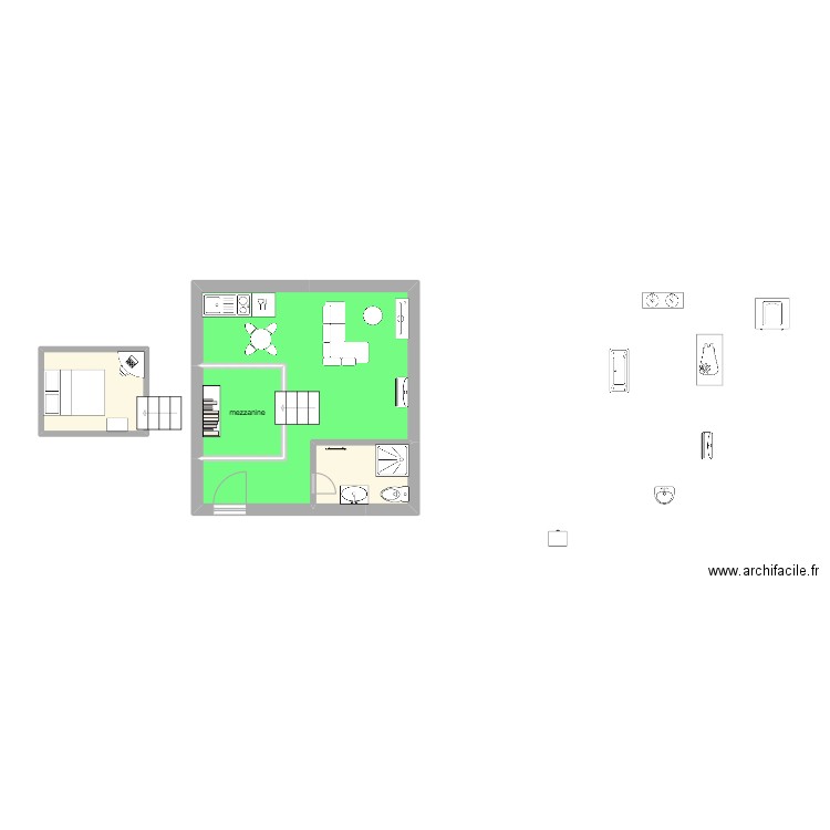 plan 1 salon + couloir . Plan de 4 pièces et 30 m2