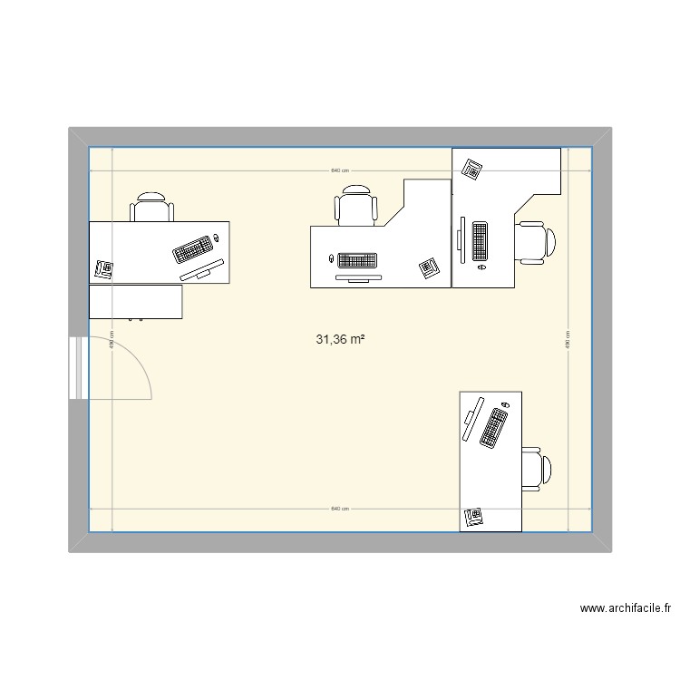 Bureau experts. Plan de 1 pièce et 31 m2