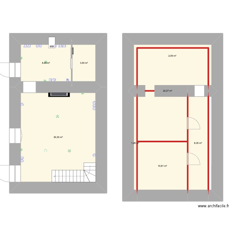 Goajoulin. Plan de 8 pièces et 88 m2