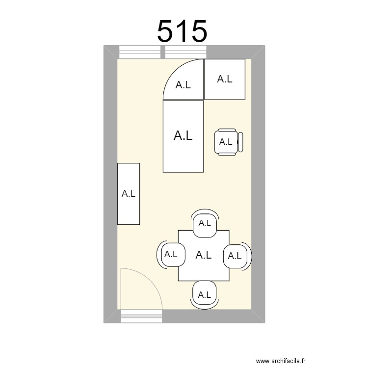 Bureau R 515 A.LAGARDE. Plan de 1 pièce et 13 m2