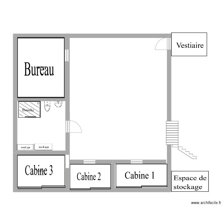 b,k. Plan de 2 pièces et 20 m2