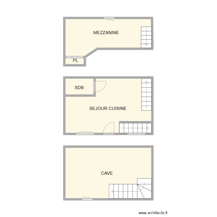 PLAN VAUVERT . Plan de 6 pièces et 37 m2