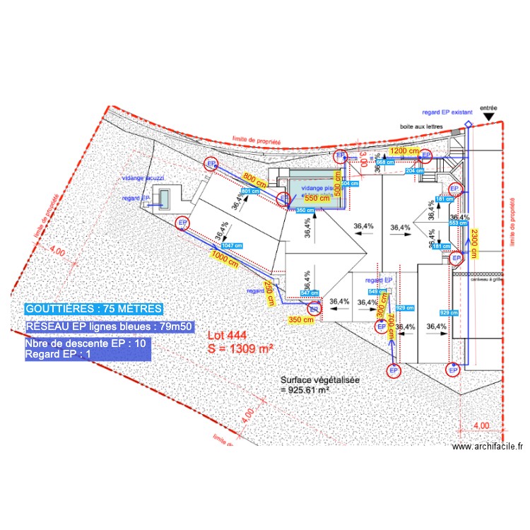 1 - Réseau EP lot 444. Plan de 0 pièce et 0 m2