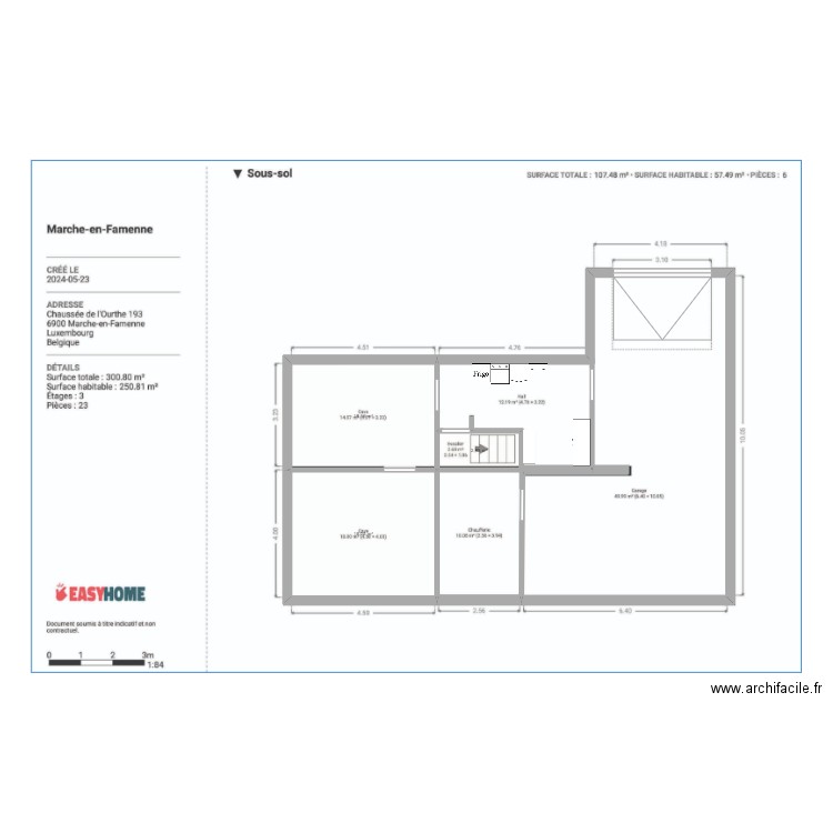 CdO caves. Plan de 3 pièces et 36 m2