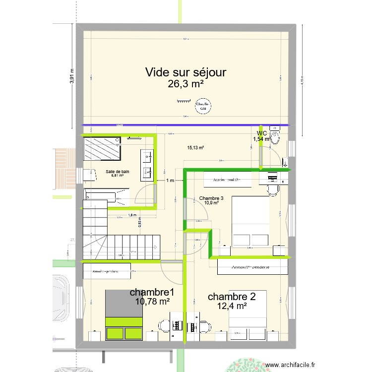 8 plan du 03 03 2025 escalier modifié. Plan de 13 pièces et 181 m2