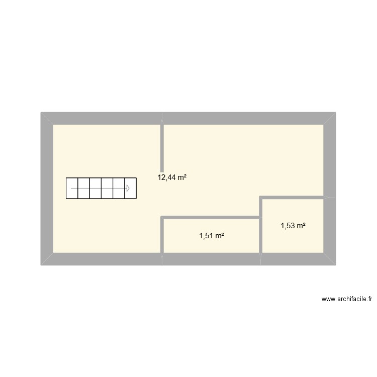 2 eme etage. Plan de 3 pièces et 15 m2