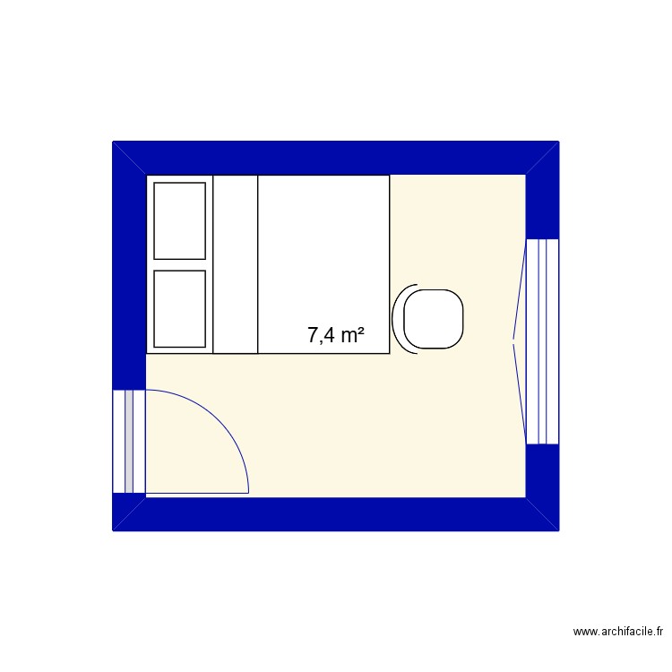 chambre Ophélie. Plan de 1 pièce et 7 m2