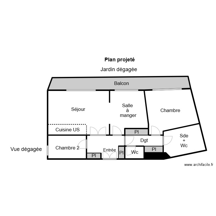 ROULAUD projeté. Plan de 13 pièces et 124 m2