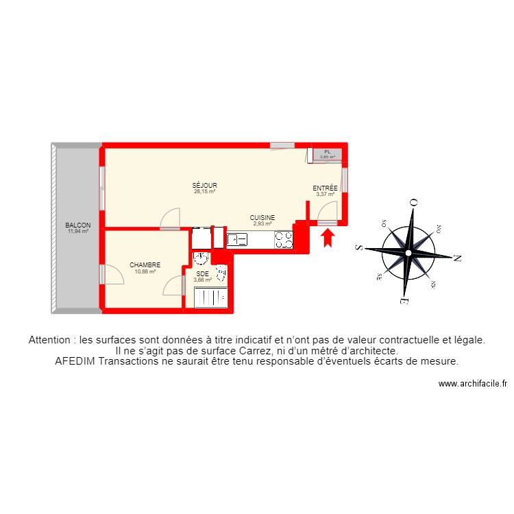 BI22881. Plan de 9 pièces et 62 m2