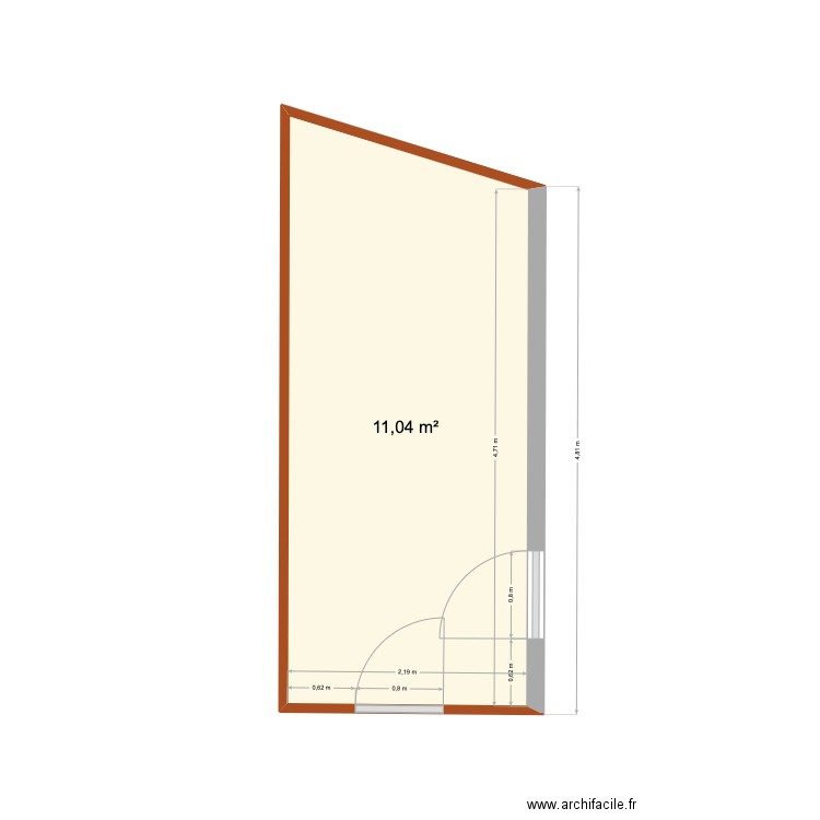 Accueil Bois. Plan de 1 pièce et 11 m2