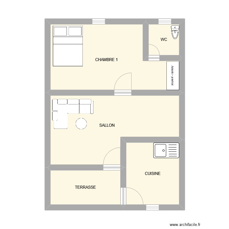 PLAN GNAMIEN. Plan de 5 pièces et 46 m2