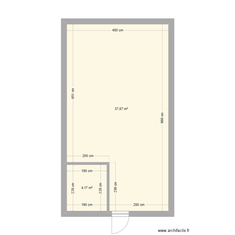 cave sb. Plan de 2 pièces et 42 m2