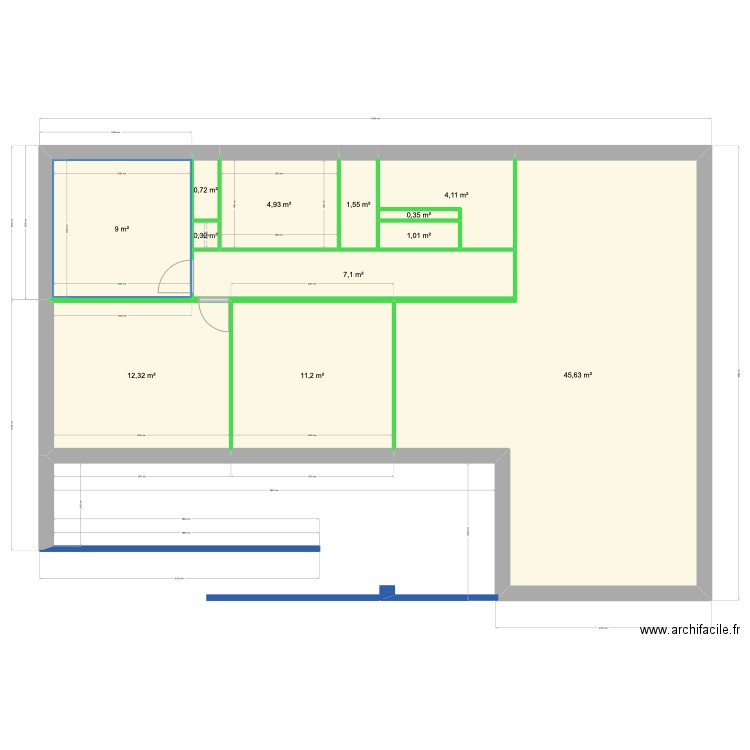 Donicarde étage. Plan de 12 pièces et 98 m2