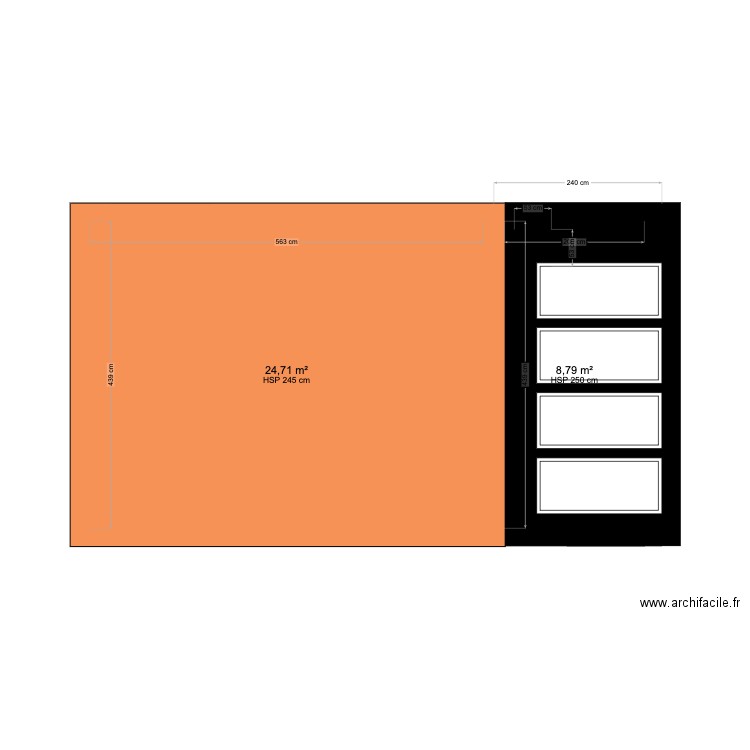 projet extension séjour. Plan de 2 pièces et 34 m2