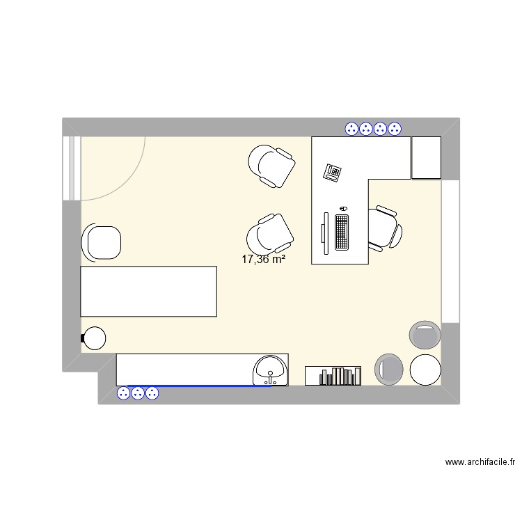 Cabinet 3. Plan de 1 pièce et 17 m2