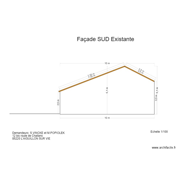 façade SUD Existante. Plan de 0 pièce et 0 m2