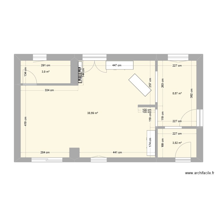 cuisinedoissin1. Plan de 4 pièces et 55 m2