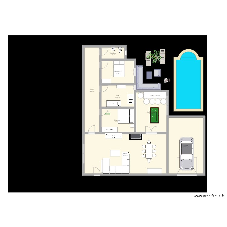 maison 1. Plan de 8 pièces et 152 m2