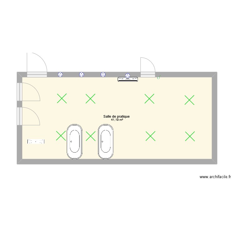 salle de pratique . Plan de 1 pièce et 41 m2