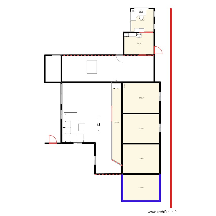 maison tuk. Plan de 7 pièces et 87 m2