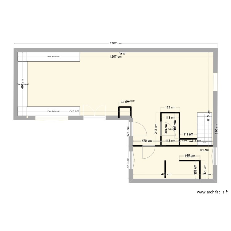 maison. Plan de 2 pièces et 72 m2