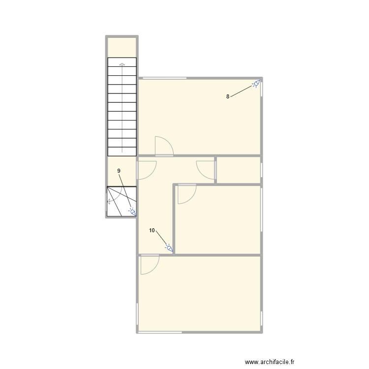 Alarme Hubert Patrick Étage. Plan de 6 pièces et 26 m2