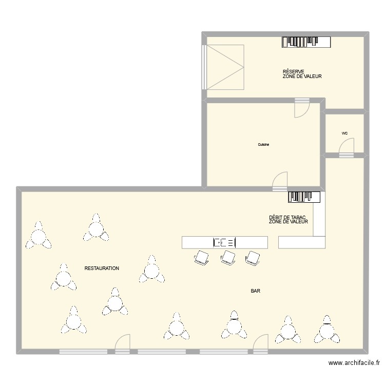 TABAC NEULISE. Plan de 4 pièces et 221 m2