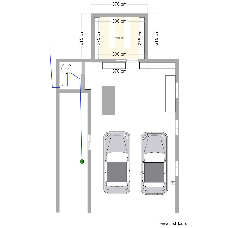 Garage 2. Plan de 1 pièce et 9 m2