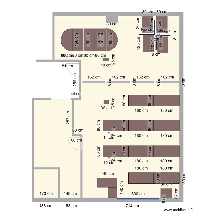 nouvelle salle 6. Plan de 3 pièces et 116 m2