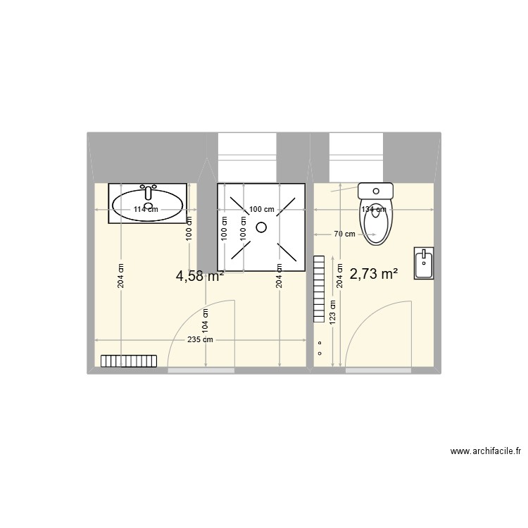 Montariol P2. Plan de 2 pièces et 7 m2