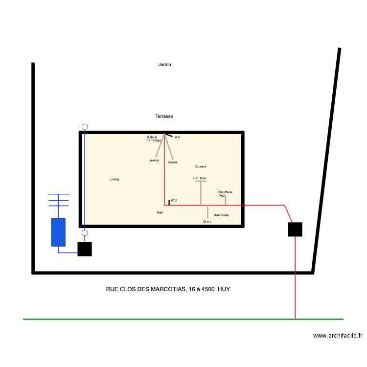 clos des marcottas. Plan de 1 pièce et 27 m2