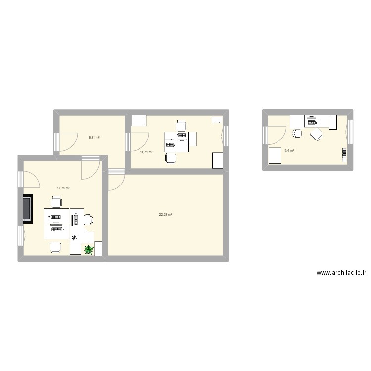 bureaux eyad. Plan de 5 pièces et 68 m2