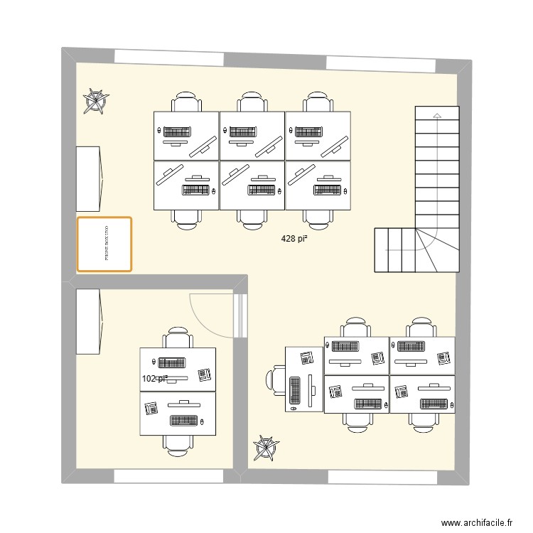 Etage 5 trinov v3. Plan de 2 pièces et 49 m2