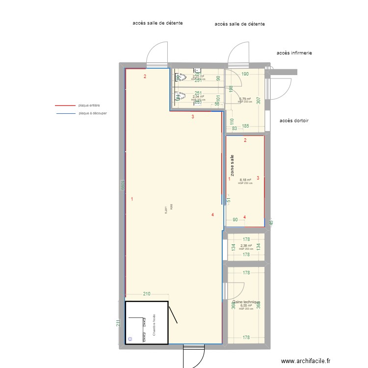 Raal Rez droite - plaque inox. Plan de 7 pièces et 84 m2