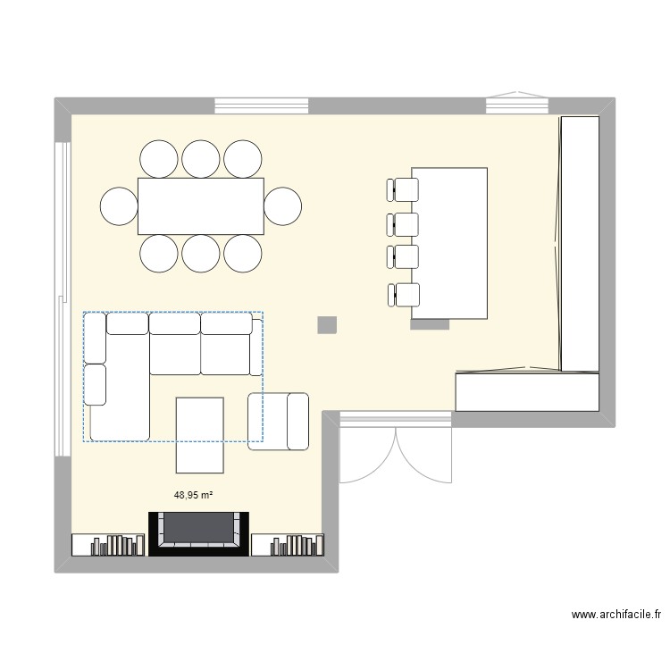 Geno. Plan de 1 pièce et 49 m2