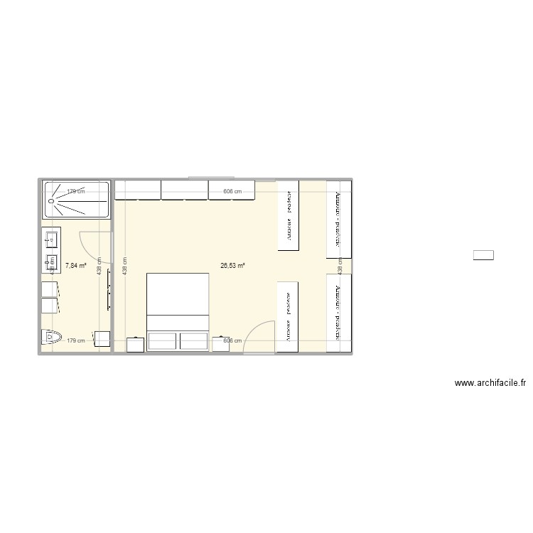 NC_M. Plan de 2 pièces et 34 m2