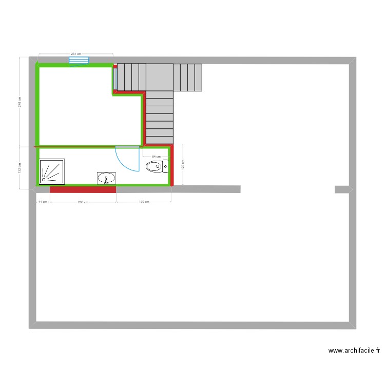 chambre_SDB_Sous_Sol. Plan de 1 pièce et 76 m2