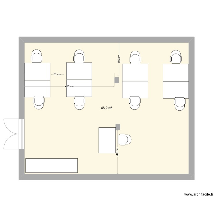 Salle Accueil LPA. Plan de 1 pièce et 46 m2