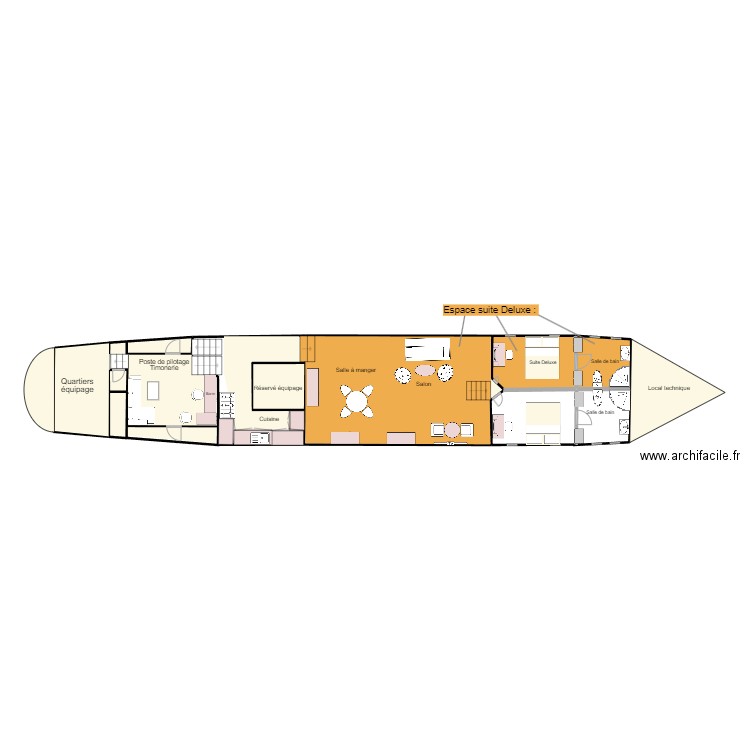 Maintena intérieur. Plan de 9 pièces et 64 m2